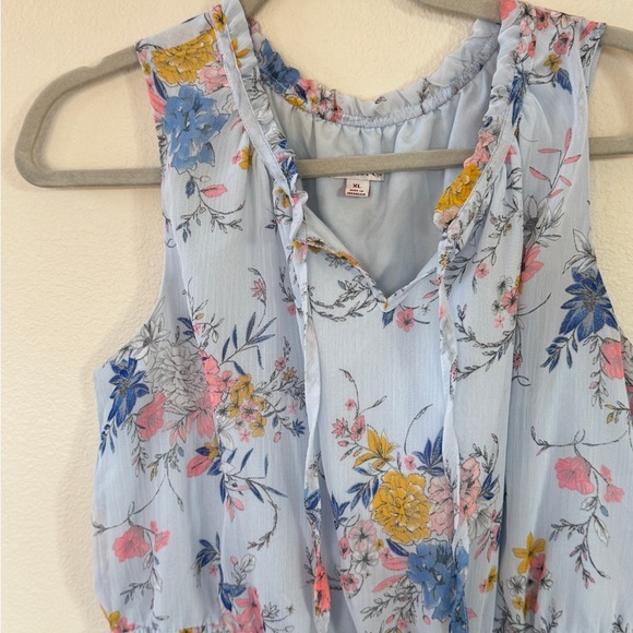 Floral Sleeveless Dress - Blue and Orange - Picture 6 of 9